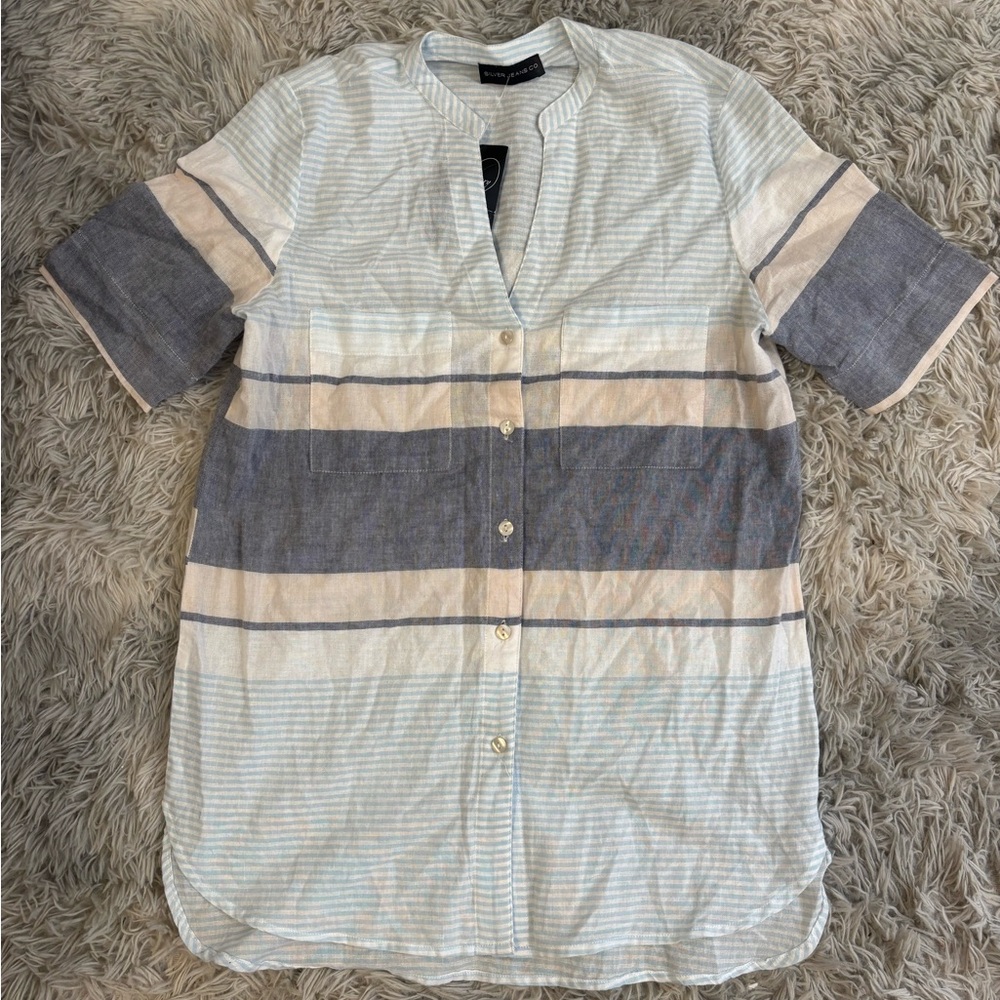 NWT Silver Jeans Casual Striped Button Down Shirt
